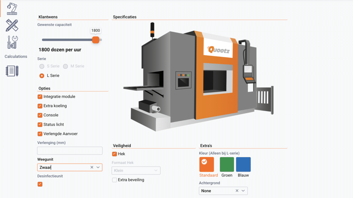 Foto van de demo configurator van Merkato CPQ